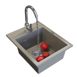 Zlewozmywak granitowy brązowy - bateria kuchenna - zestaw Nero 