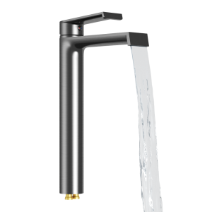Bateria umywalkowa wysoka kran łazienkowy jednouchwytowy ciemny szary BENO