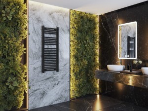 Grzejnik łazienkowy czarny drabinkowy 120x45 cm nowoczesny Bergen