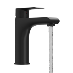 Bateria umywalkowa wysoka jednouchwytowa łazienkowa stojąca czarna SOVA 