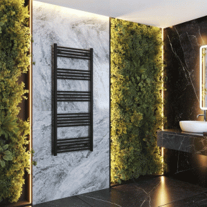 Grzejnik łazienkowy czarny drabinkowy 60 x 150 cm montaż 180 Breno 