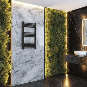 Grzejnik łazienkowy czarny drabinkowy 50 x 90 cm montaż 180 Breno