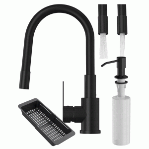 Zestaw kuchenny dozownik na płyn ociekarka kuchenna bateria GARCIA czarna