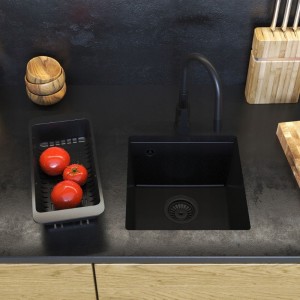 Zestaw - zlew granitowy podwieszany Nano - bateria - syfon