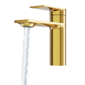 Bateria umywalkowa niska stojąca do łazienki jednouchwytowa złota - BAGO