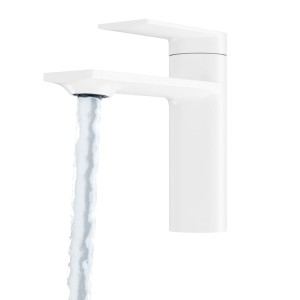 Bateria umywalkowa niska stojąca do łazienki jednouchwytowa biała - BAGO