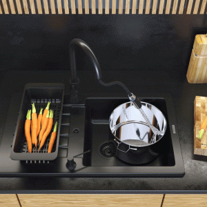 Zestaw - zlew kuchenny z ociekaczem Trix - bateria - koszyk - syfon