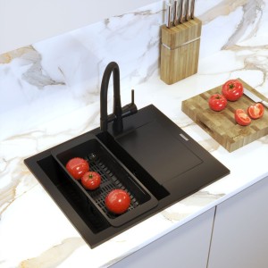 Zestaw - zlewozmywak granitowy Bello - bateria trójdrożna - koszyk - syfon