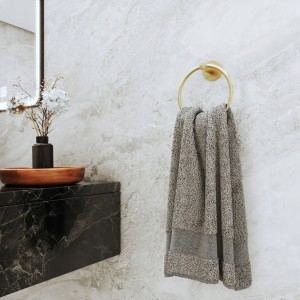 Uchwyt na ręcznik wieszak okrągły łazienkowy szczotkowane złoto Kivo