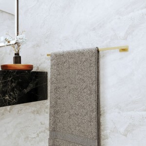 Uchwyt na ręcznik długi wieszak łazienkowy szczotkowane złoto reling Caro
