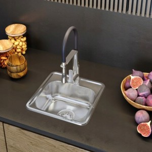 Zlewozmywak stalowy jednokomorowy mały kwadratowy decor Turi 38