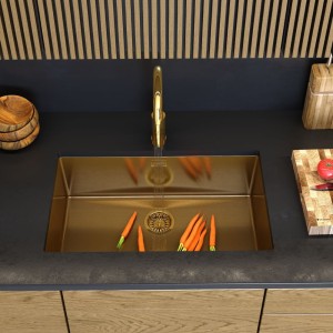 Zlewozmywak stalowy podblatowy jednokomorowy złoty Silvo 75 