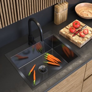 Zlewozmywak stalowy jednokomorowy czarny Silvo 60