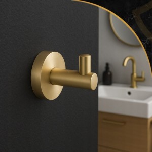 Uchwyt punktowy okrągły wieszak na ręcznik szczotkowane złoto Kivo