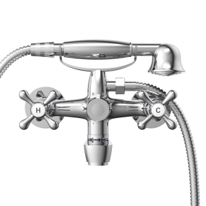 Bateria wannowa ścienna zestaw natryskowy kran wannowy słuchawka chrom ABLO