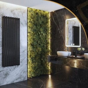 Grzejnik pionowy ozdobny Fero 1600 x 600 czarny 1036W 