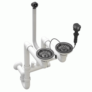 Syfon przyścienny automatyczny dwukomorowy - Czarny