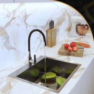 Zlewozmywak stalowy jednokomorowy chrom Silvo 55x50 - syfon