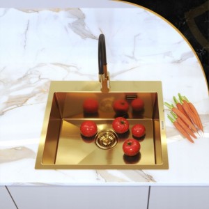 Zlewozmywak stalowy jednokomorowy złoty Silvo 55x50 - syfon 