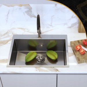 Zlewozmywak stalowy jednokomorowy chrom Silvo 65x50 - syfon