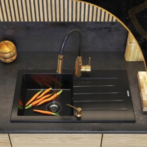 Zlewozmywak jednokomorowy z ociekaczem granitowy Melgar - syfon