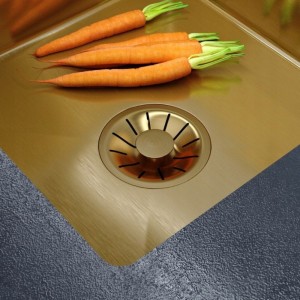 Syfon do zlewu stalowego Lux jednokomorowy z prostokątnym przelewem złoty