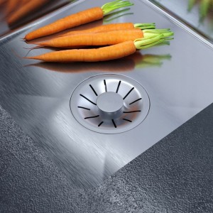 Syfon do zlewu stalowego Lux jednokomorowy z prostokątnym przelewem inox