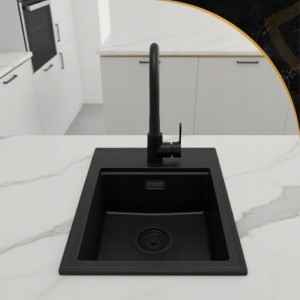 Zestaw - Zlewozmywak granitowy kuchenny Alor - bateria Grado Plus - syfon - ociekarka