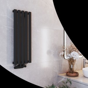 Grzejnik łazienkowy Axis 80 x 30 cm czarny dekoracyjny panelowy, wysoka moc