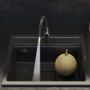 Zlewozmywak granitowy kuchenny jednokomorowy zlew Stone L - syfon - maskownica