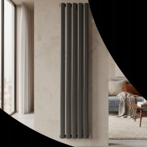 Grzejnik łazienkowy Axis 140 x 30 cm czarny dekoracyjny panelowy, wysoka moc