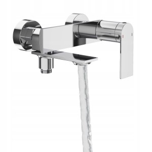 Bateria wannowa ścienna jednouchwytowa obrotowa wylewka natrysk chrom BAGO