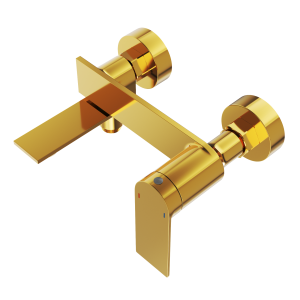 Bateria wannowa ścienna jednouchwytowa obrotowa wylewka natrysk złota BAGO