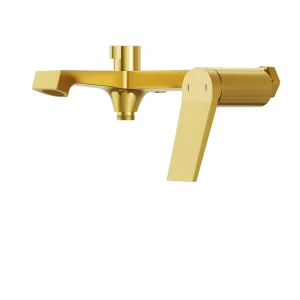 Bateria wannowo-natryskowa jednouchwytowa ścienna mosiężna SALO złota 