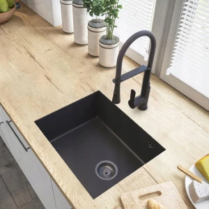 Zestaw - zlewozmywak podblatowy podwieszany Salix - bateria Vegas - syfon