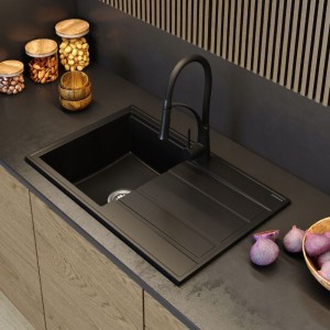 Zestaw - zlewozmywak granitowy Timor - bateria Nexo - syfon