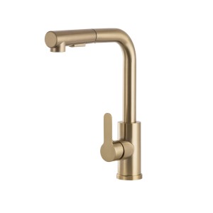 Bateria kuchenna wyciągana 2 strumienie kran kuchenny szczotkowane złoto RONO