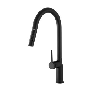 Bateria kuchenna stojąca zlewozmywakowa wyciągania wylewka kran czarny RAVO