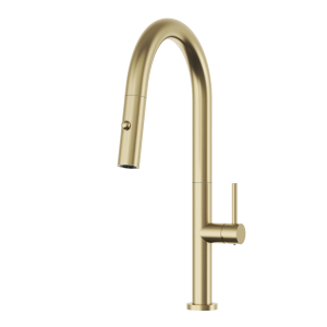 Bateria kuchenna wyciągana wylewka kran zlewozmywakowy 360° szczotkowane złoto VIOLE