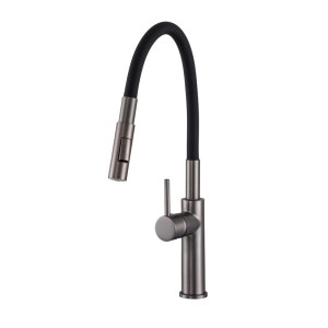 Bateria kuchenna wysoka kran zlewozmywakowy elastyczna ciemny metal RAVEL
