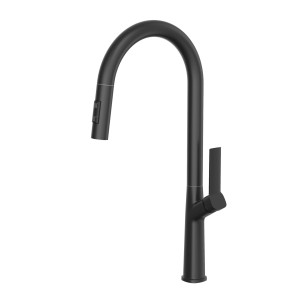 Bateria kuchenna zlewozmywakowa kran wysoki wyciągana wylewka czarna AUREA