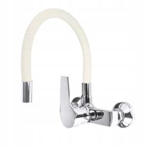 Bateria kuchenna ścienna zlewozmywakowa elastyczna wylewka beżowa NEROX