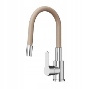 Bateria kuchenna z elastyczną wylewką stojąca kran do kuchni beżowy MODER