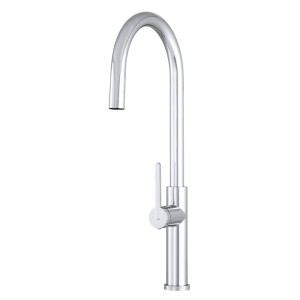 Bateria kuchenna z wyciąganą wylewką stojąca kran zlewozmywakowy chrom LENO