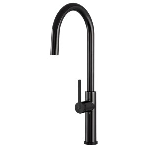 Bateria kuchenna wyciągana wylewka kran do kuchni stojący czarny połysk LENO