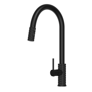 Bateria kuchenna stojąca z wyciąganą wylewką kran do kuchni czarna SAVEN