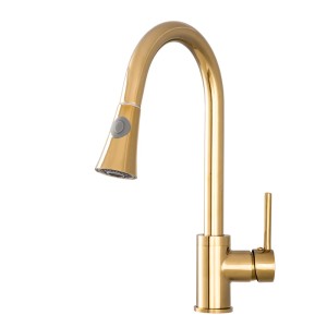 Bateria zlewozmywakowa stojąca kran kuchenny wyciągana wylewka złota SENA