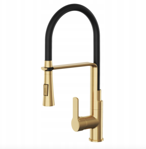 Bateria kuchenna stojąca dwufunkcyjna wyciągana wylewka złoty matowy KARO