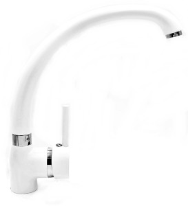 Bateria kuchenna stojąca obrotowa wylewka kran zlewozmywakowy biała ZERA