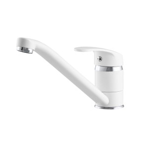 Bateria kuchenna stojąca obrotowa wylewka kran zlewozmywakowy biała POGO